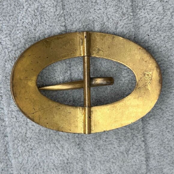 Vintage RLM Robert Lee Morris Brass Belt Buckle Mens 2 3/8” Floral Etched Signed - Picture 4 of 10